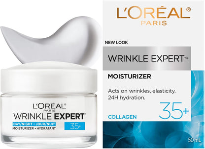 L’Oréal Paris Wrinkle Expert 35+ Anti Aging Face Cream & Night Cream, With Collagen to Reduce the Look of Wrinkles, Face Moisturizer Provides 24HR Hydration, 50mL