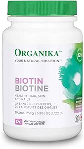 Organika 生物素 10,000mcg - 有益於皮膚、頭髮和指甲健康，高效 - 120 粒膠囊
