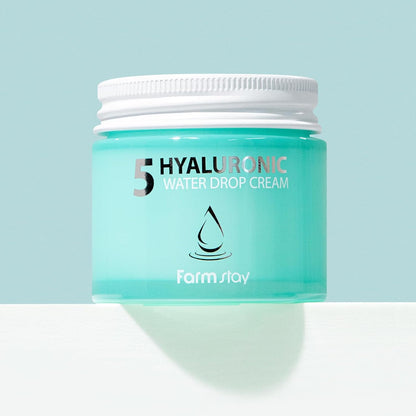 Farmstay Hyaluronic 5 Water Drop Cream - Hyaluronic Acid Cream for Full-Day Hydration - Moisturizing Face Cream for a Firm, Plump Complexion - 80 ml