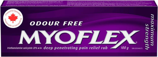 Myoflex 止痛膏 | 无味 | 深层缓解肌肉酸痛和关节痛 | 不含薄荷醇 | 无污渍 | 不油腻 | 适合 2 岁以上 | 100 克（最大强度）