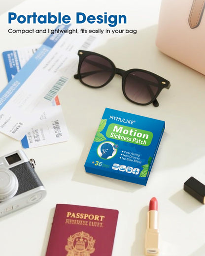 MYMULIKE 36 片暈車貼，不瞌睡暈船貼，適用於遊輪、飛機和其他交通工具 - 旅行必備，快速起效，72 小時持久