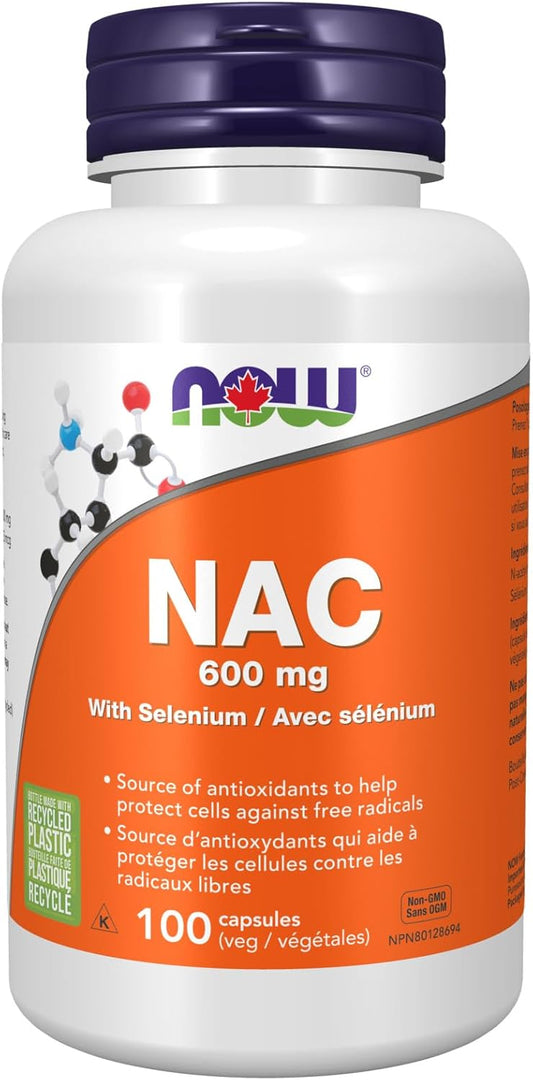 NAC（N-乙醯半胱氨酸）600毫克，含硒和鉬，100粒