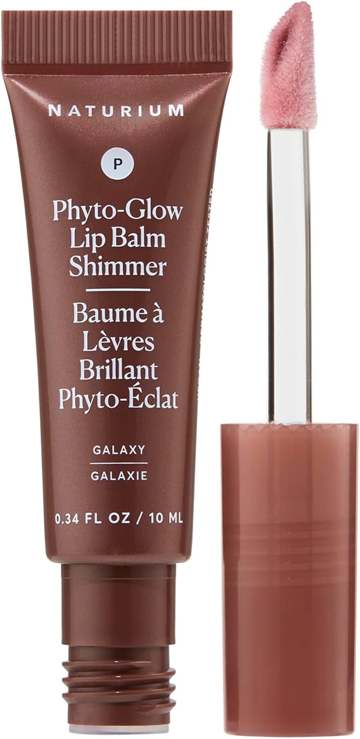 Naturium Phyto-Glow 唇膏閃光，滋養和保濕雙唇，含乳木果油、古布阿蘇脂、植物角鯊烷和 Geodiamond 珍珠，10 毫升/0.34 液盎司，顏色：Galaxy