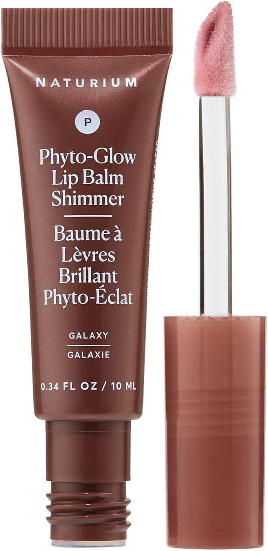 Naturium Phyto-Glow 唇膏閃光，滋養和保濕雙唇，含乳木果油、古布阿蘇脂、植物角鯊烷和 Geodiamond 珍珠，10 毫升/0.34 液盎司，顏色：Galaxy
