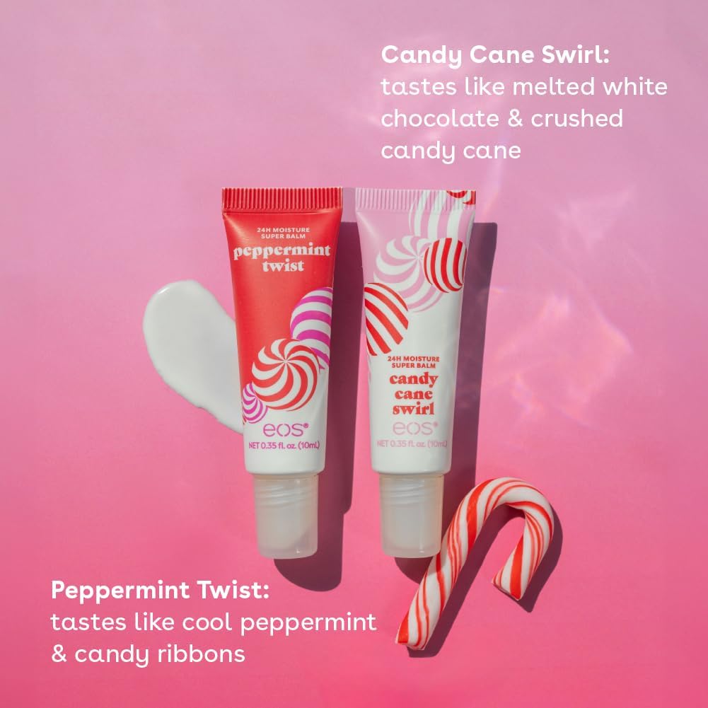 eos Holiday Peppermint Twist/Candy Cane Swirl Super Balm, 20ml, 2 pack