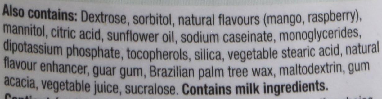 Jamieson 咀嚼鎂礦物質複合物覆盆子芒果味，含 800 國際單位維生素和 140 毫克鎂、12 種必需礦物質，支持肌肉和骨骼健康，無麩質，60 粒