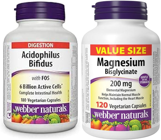 Webber Naturals 雙歧桿菌，含低聚果糖和甘氨酸鎂