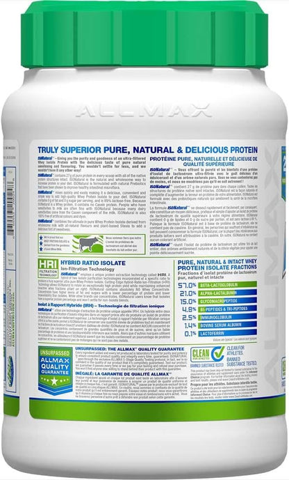 ALLMAX Naturals ISONATURAL - 100% 超纯天然乳清分离蛋白 - 香草味 - 2 磅