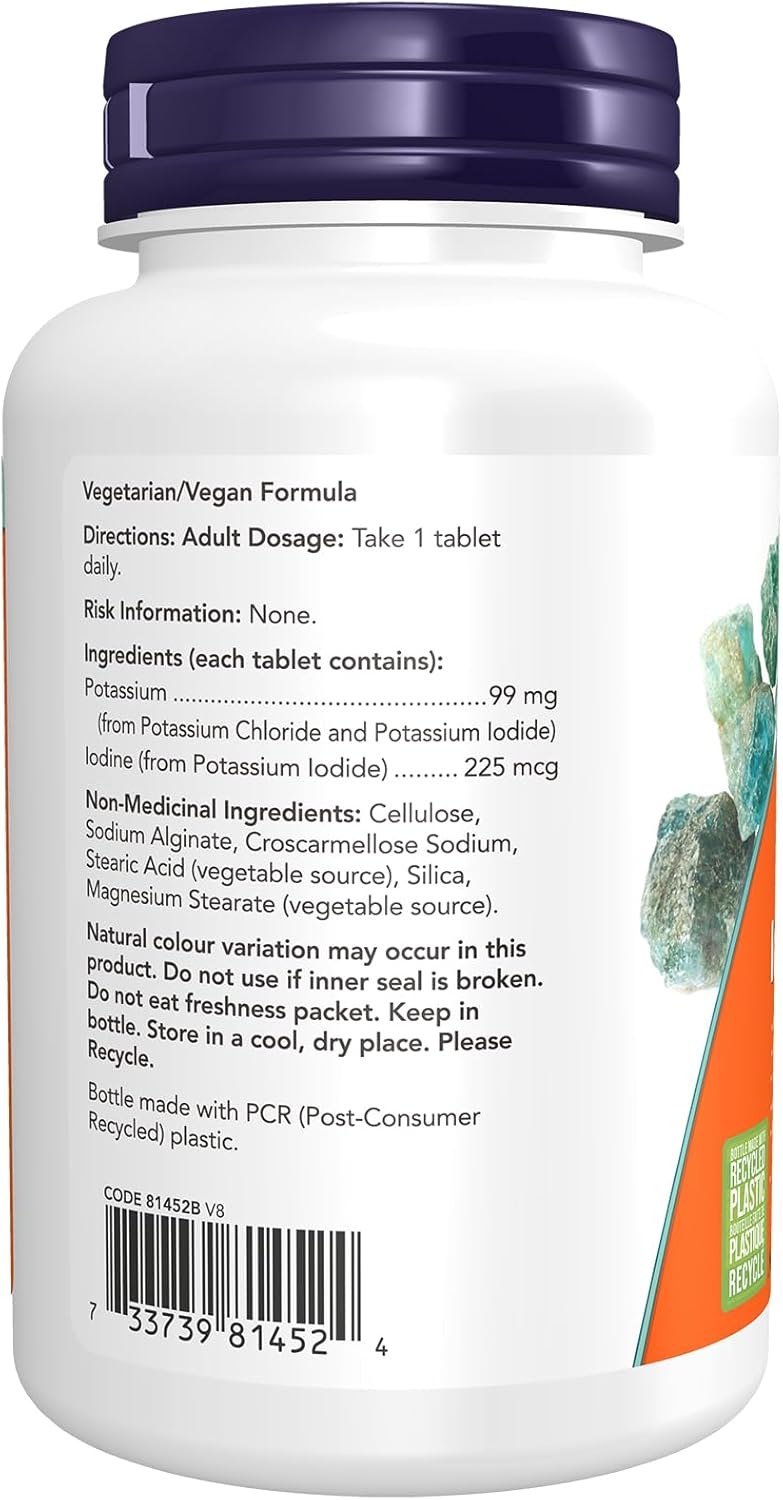 NOW Supplements，鉀加碘，支持電解質平衡*，甲狀腺支持*，180 片
