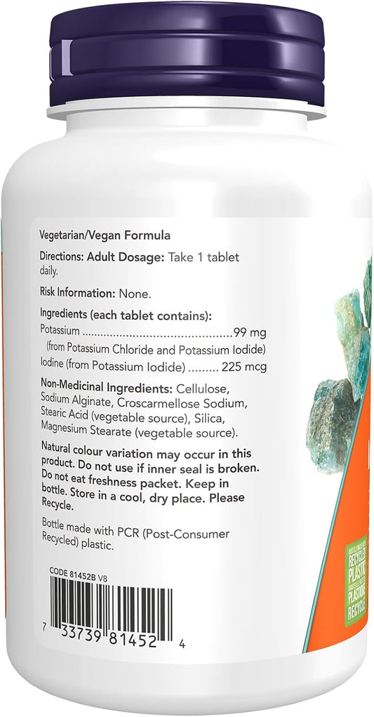 NOW Supplements，鉀加碘，支持電解質平衡*，甲狀腺支持*，180 片