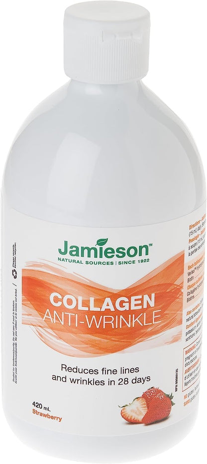 胶原蛋白抗皱液草莓味，420 毫升（1 包）和镁软糖蔓越莓葡萄味，60 粒（1 包）