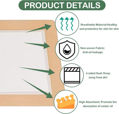 30Pcs Castor Oil Packs, Castor Oil Pack Wrap Organic Cotton, Self-Adhesive Castor Oil Patches, Small Disposable Castor Oil Patches, 3 Sizes Castor Oil Pack No Wash Leak Proof (Skin Tone)