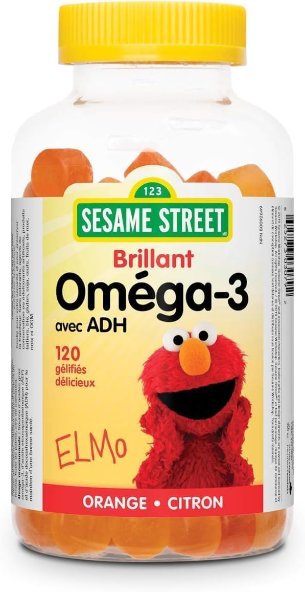 Sesame Street Brilliant Omega-3 Kids Gummy with DHA by Webber Naturals, 120 Gummies, For Children Age 3 and Up