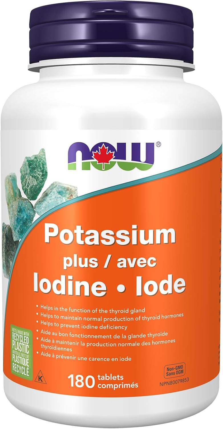 NOW Supplements，鉀加碘，支持電解質平衡*，甲狀腺支持*，180 片