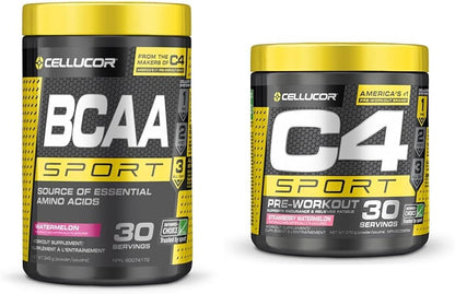 Cellucor BCAA Sport 运动后粉 + C4 Sport 运动前粉套装（草莓西瓜和西瓜）