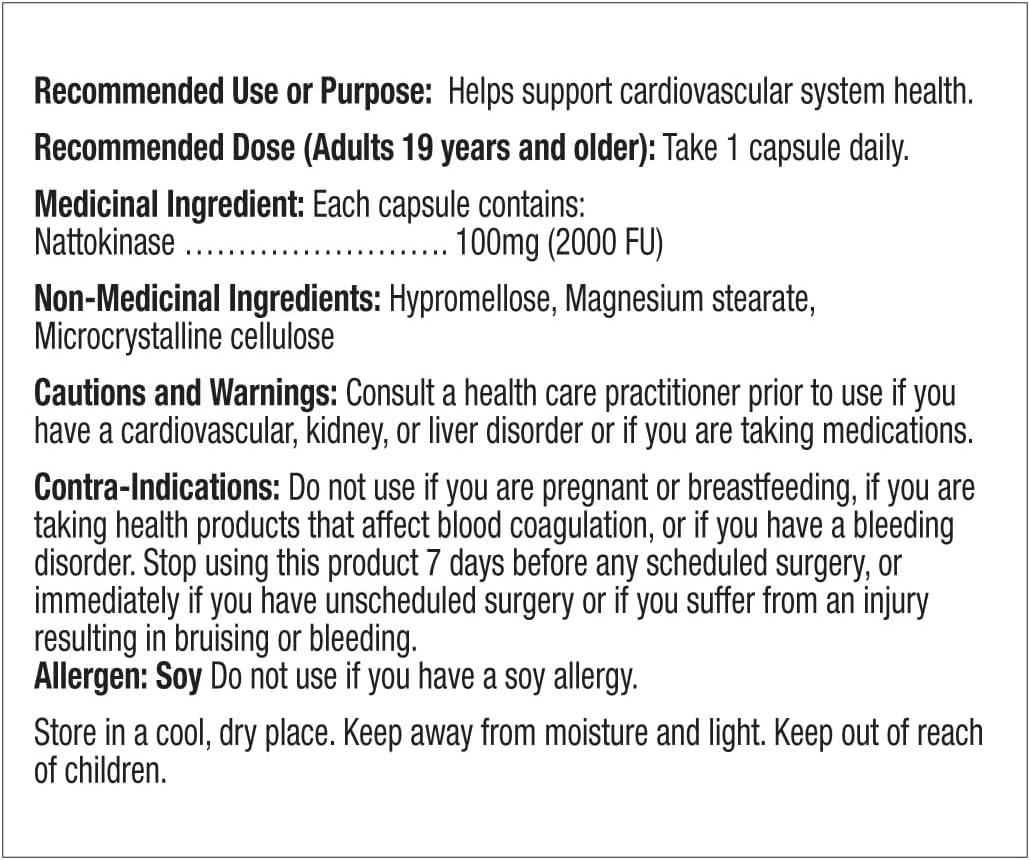 Prairie Naturals 納豆激酶 (2000 FU) 100 毫克，促進血液循環和心臟功能，有助於降低血栓風險，加拿大製造，純素，無麩質，60 粒 V 型膠囊