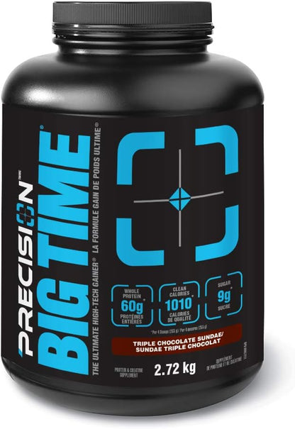 Precision Precision Big Time Protein Powder Supplement - Double Chocolate, 2.72 Kg | Sport Safe Weight Gainer 2.72 Gram Triple Chocolate Sundae