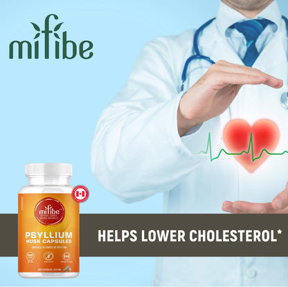 mifibe Psyllium Husk Fibre Capsules | 300 Pills | 2625mg Per Serving | Natural Laxative for Constipation Relief | Soluble Fibre