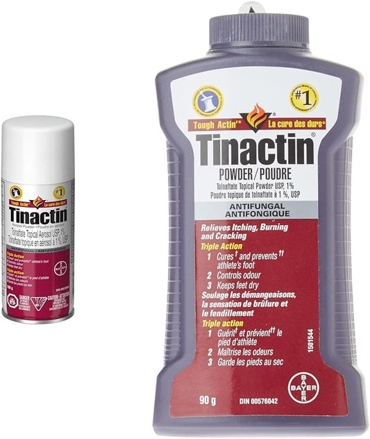 Tinactin 氣霧粉，抗真菌治療，100 克和足部粉末抗真菌和除臭劑 - 抗真菌粉