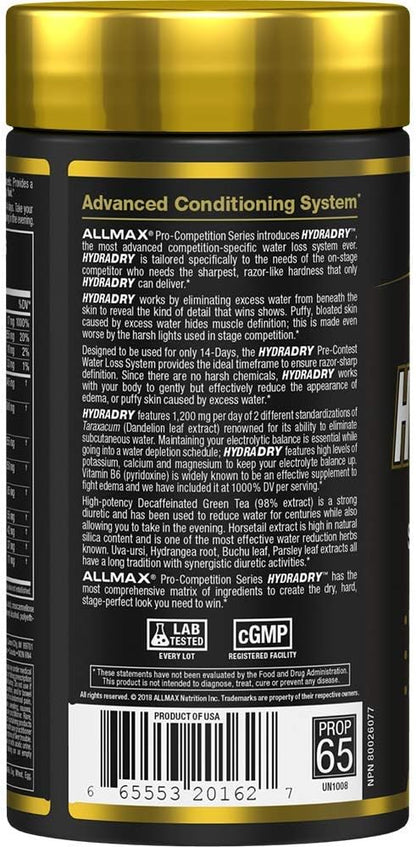 ALLMAX Nutrition - HydraDry - 超强效利尿剂 + 电解质稳定剂，84 粒