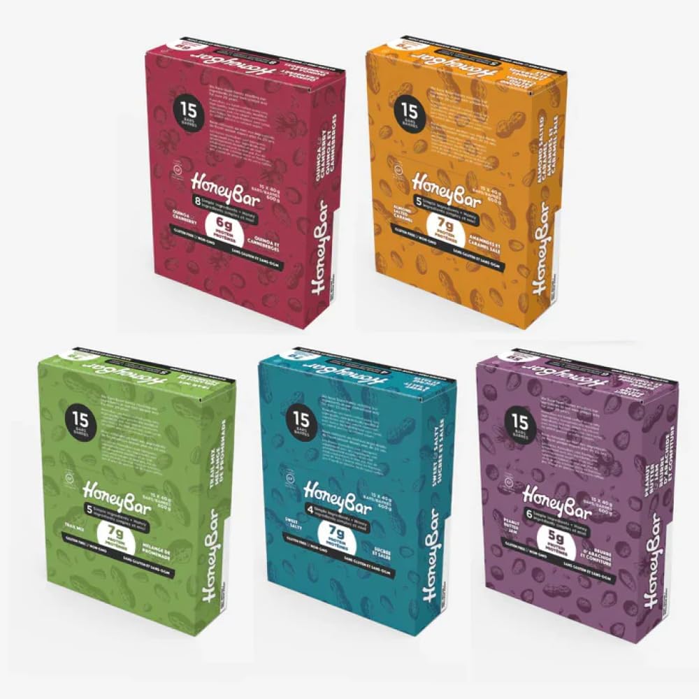 HoneyBar Snack Bars, Sweet & Salty, Gluten-Free, Non-GMO, Vegetarian, 40 g bars, 15 count