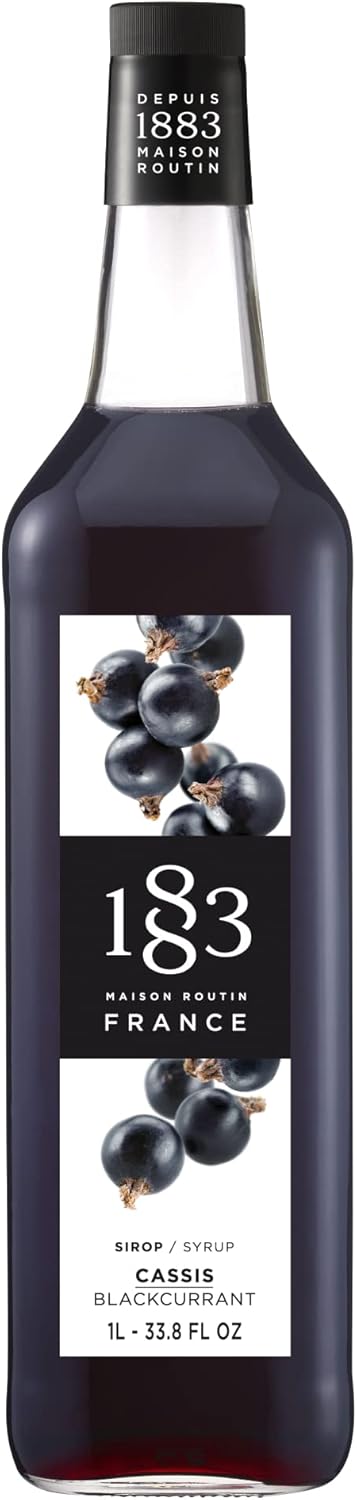 Maison Routin 1883 黑加仑味糖浆，1升玻璃瓶，紫色