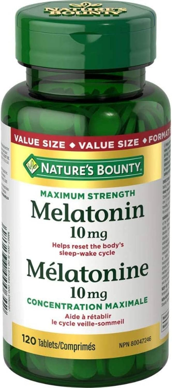 Nature's Bounty 褪黑激素 10 毫克 120 粒裝，有助於重置身體的睡眠-覺醒週期和 B 群複合物（含葉酸和維生素 C），幫助代謝碳水化合物，100 粒軟膠囊