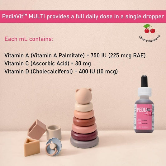 PediaVit 複合液體維生素 A、D 和 C | 適合 1-3 歲兒童 | 必需複合維生素，支持生長發育和免疫功能 | 口服液，50 毫升