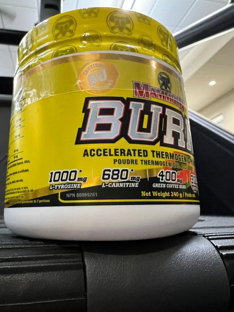 Mammoth Burn 热带水果爆浆，减肥冲剂，燃脂增能粉，促进新陈代谢，改善情绪，生热分解补充剂，60 包