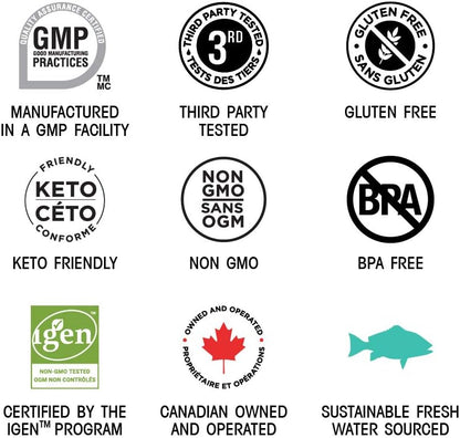 Organika 加拿大製造海洋膠原蛋白粉 - 北大西洋野生捕撈 - 9 克純水解膠原蛋白，有益於皮膚、頭髮、指甲和關節健康 - 無味，250 克