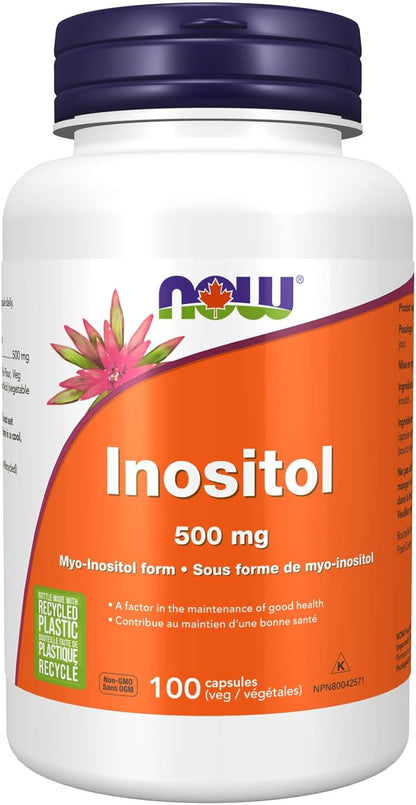 NOW Supplements，肌醇 500 毫克，健康膜功能，细胞健康，100 粒素食胶囊