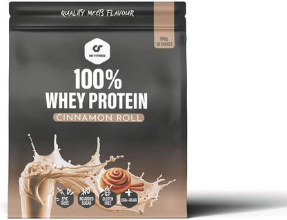 GoFitness Nutrition – 100% Whey Protein Powder – 900 g – Cinnamon Roll Flavor, High-Protein, Low-Sugar, Fast-Mixing, Muscle Recovery
