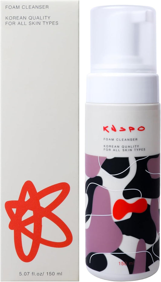 KNSPO Foam Cleanser - Gentle Facial Cleanser for All Skin Types - Non-Drying Face Cleanser - Face Wash with AHA BHA LHA - 150 ml