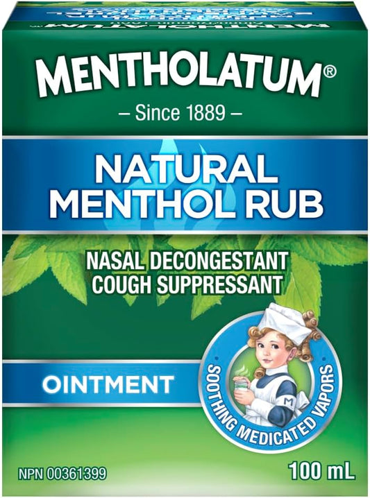 曼秀雷敦天然薄荷醇擦膏，汽化擦剂，止咳药和鼻塞缓解剂，100ml