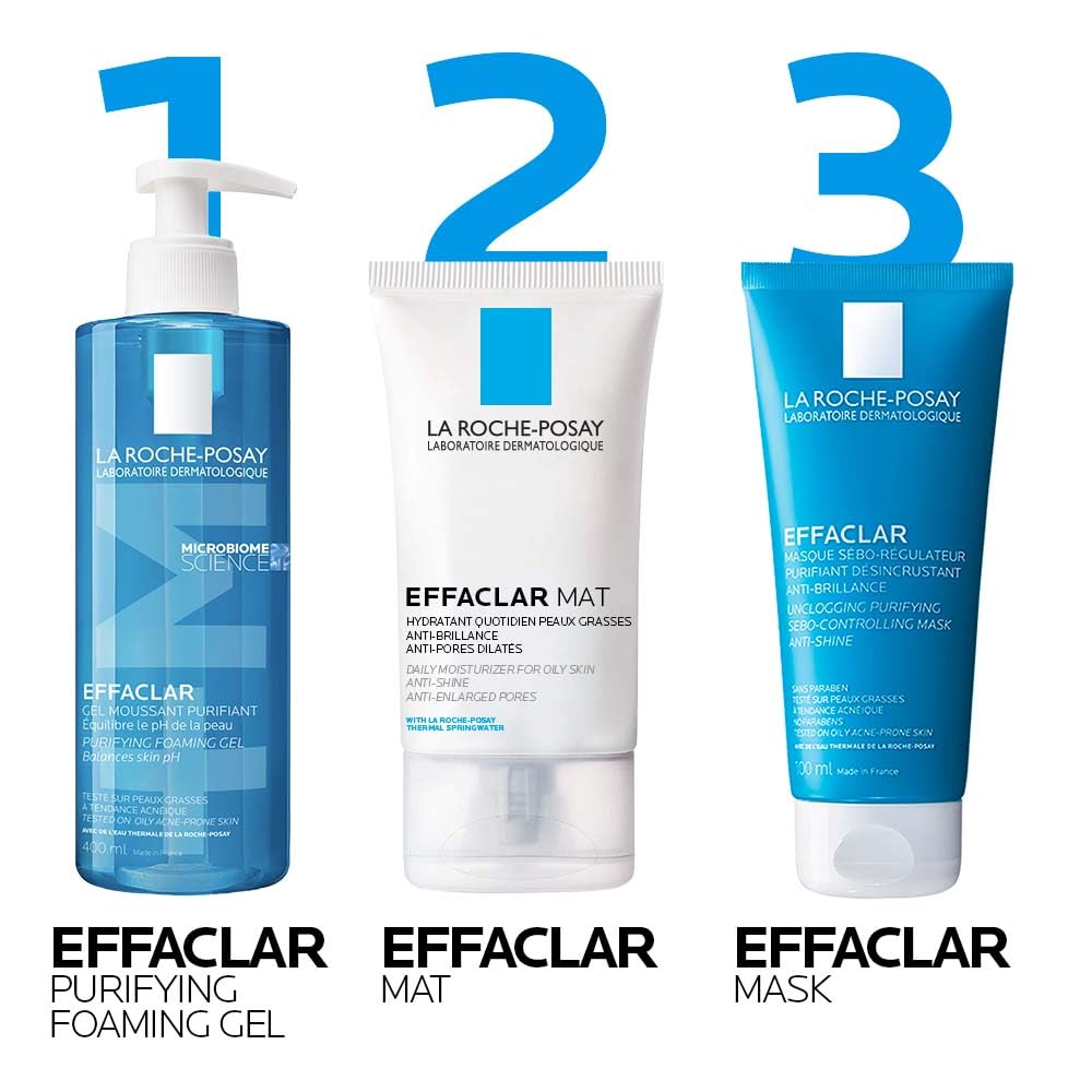 La Roche-Posay FACE MOISTURIZER, Effaclar Mat Mattifying Balancing Zinc for Oily or Acne prone Skin with Glycerin, Salicylic Acid. Anti Shine, Anti-Enlarged pores. Paraben-Free, Travel Size, 40ml