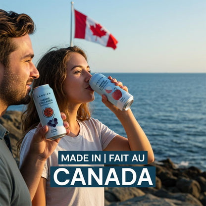 Landish Marine Collagen Sparkling Water Drink - Cherry Pear Flavour - 5 g Wild Canadian Marine Collagen - 0 g Sugar - 355 ml (6-Pack)