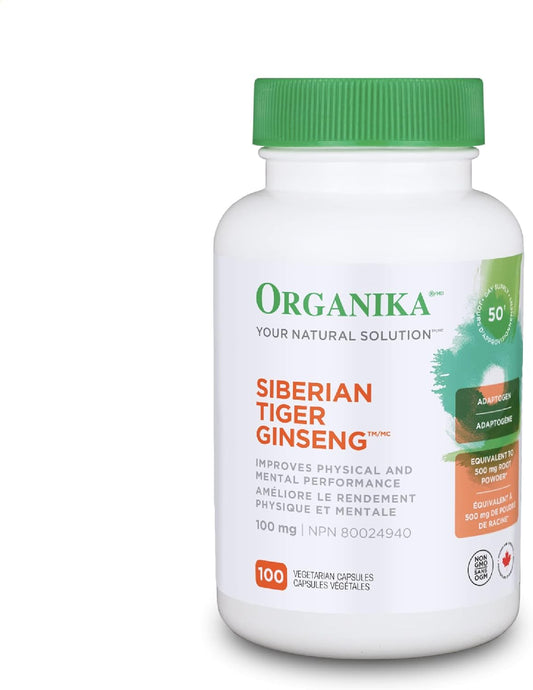 Organika 西伯利亞虎參 100 毫克 - 刺五加 - 適應原，免疫支持，疲勞支持 - 100 粒