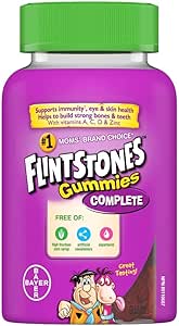 FLINTSTONES 兒童複合維生素軟糖 - 兒童複合維生素，兒童複合維生素軟糖有助於保持身體健康，不含人工甜味劑、阿斯巴甜、合成 FD&C 色素，60 粒軟糖