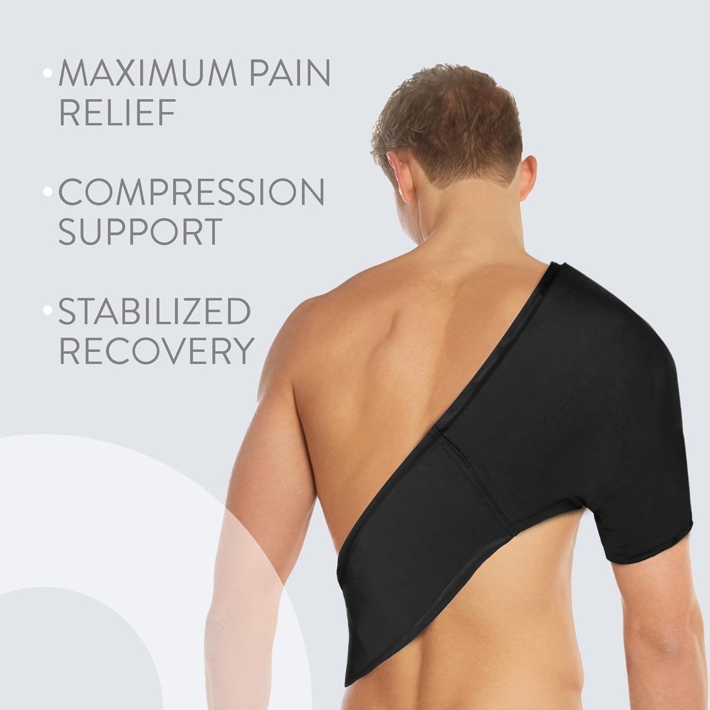 ORRY 肩部凝胶冰袋 - 可重复使用的压缩凝胶套，用于冷/热疗法 - 缓解肩部疼痛 - 易于调节（黑色）