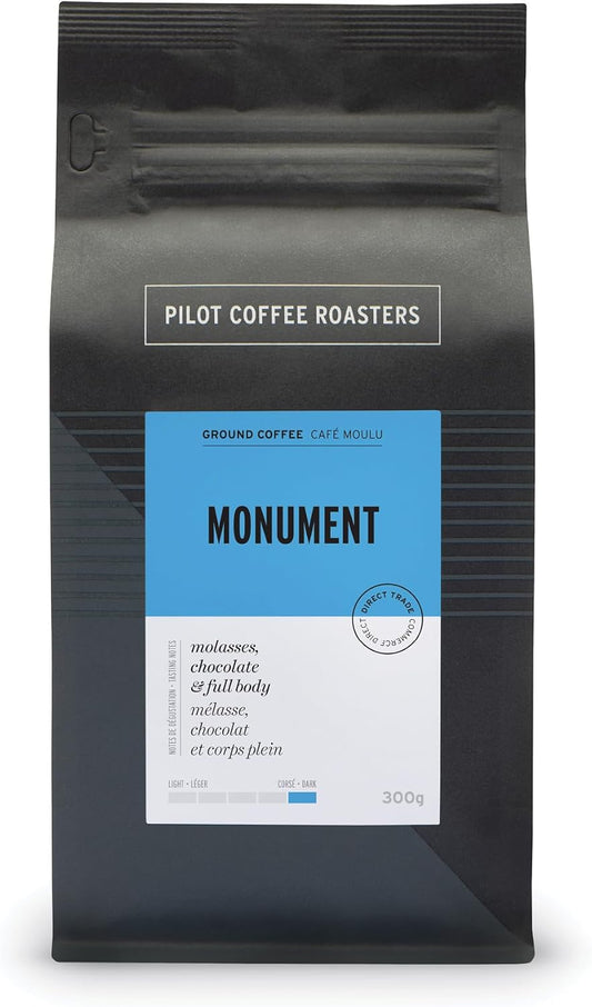Pilot Coffee Roasters Monument Signature 深度烘焙混合咖啡粉 300 克 加拿大制造