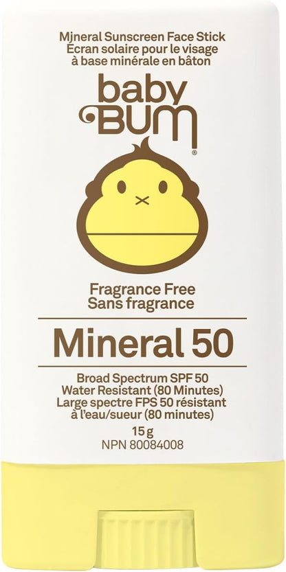 Sun Bum Baby Bum Spf 50 防曬臉棒 | 礦物 UVA/UVB 臉部與身體防護，適合敏感肌膚 | 無香型 | 旅行裝 | 13g & 防曬潤唇膏，酸橙味，Spf 30，酸橙味，4.25g