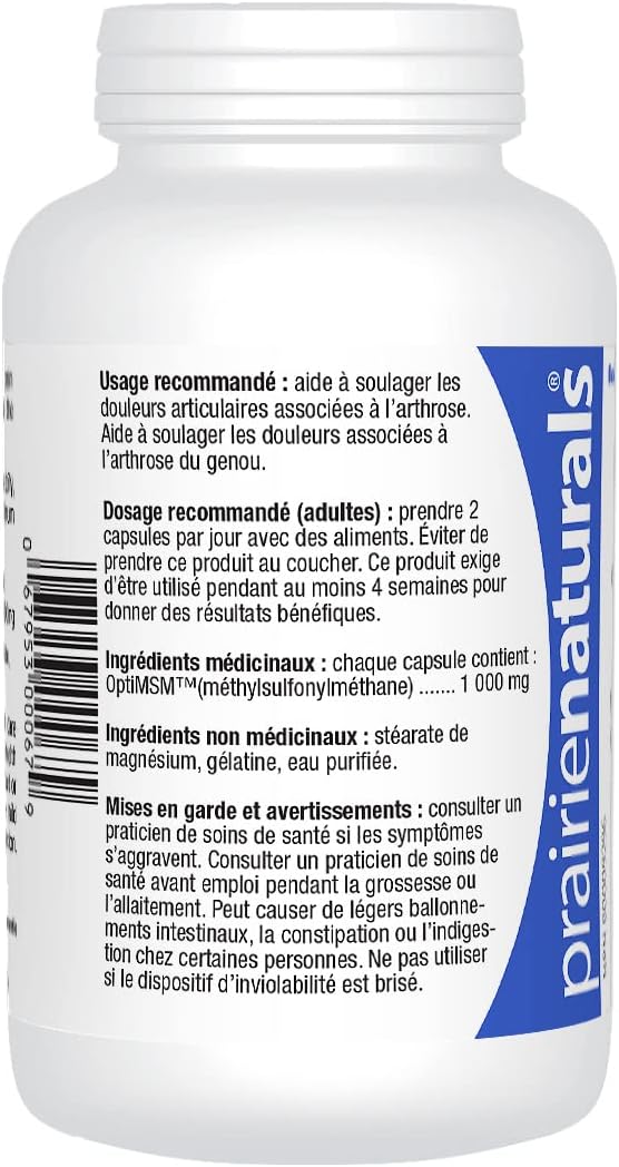 Prairie Naturals OptiMSM 1000毫克膠囊 - 180粒