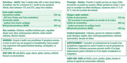 氨基葡萄糖软骨素 MSM 1,300 毫克超强效胶囊 - 无麸质 & 维生素 D 1,000IU 500 片