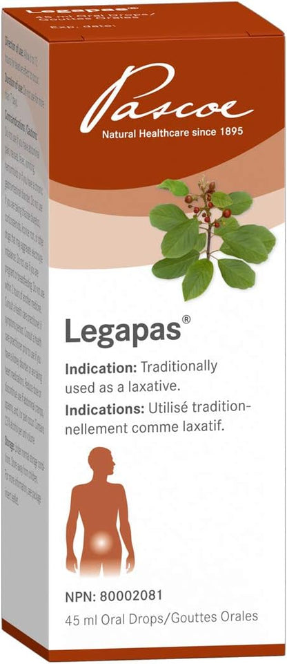 Pascoe - Legapas – 45 毫升 – 口服滴剂 – 传统上用作泻药 – 适用于成人及 12 岁以上 – 难以吞咽的泻药的草药替代品 药丸 – Cascara Sagrada
