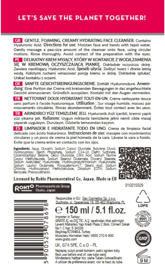 Hada Labo Tokyo Gentle Cleanser – Moisturizing Face Cleanser with Super Hyaluronic Acid - Suitable for All Skin Types - Removes Makeup and Impurities
