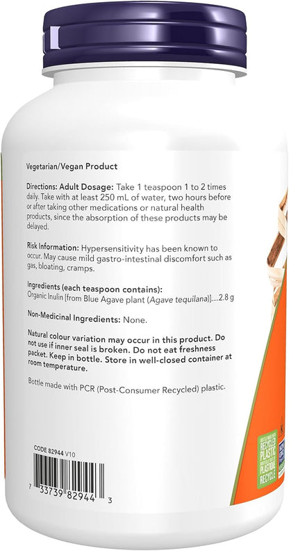 NOW Supplements，菊粉益生元純粉，有機認證，非基因改造計畫驗證，腸道支持，8盎司