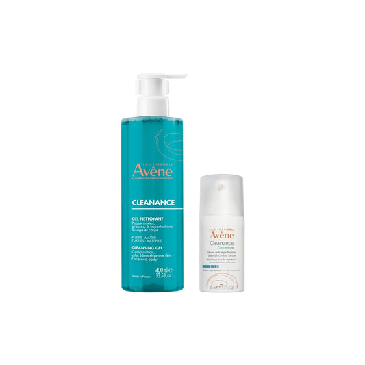 Eau Thermal Avène Cleanance BUNDLE Cleansing Gel 400ml + Comedomed anti-blemish concentrate 30ml for acne-prone skin