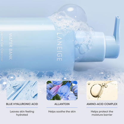 LANEIGE 水润温和洁面啫喱：含蓝色透明质酸，平衡pH值，增强肌肤屏障