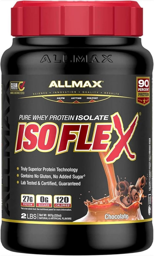 ALLMAX Nutrition - ISOFLEX - 100% 超纯乳清分离蛋白 - 巧克力味 - 1 磅