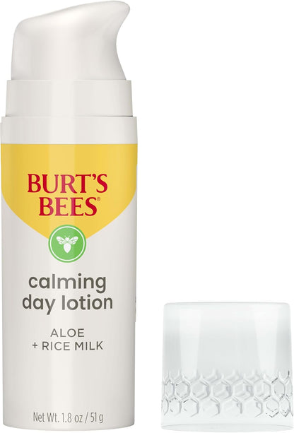 Burt's Bees Sensitive Hydrating Gentle Daily Face Cream Moisturizer Face Lotion for Sensitive Skin with Aloe and Rice Milk, 98.9% Natural Origin, Developed with Dermatologists, 51g